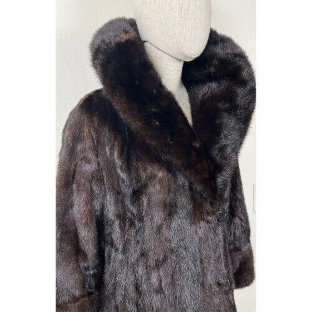 BIRGER CHRISTENSEN MINK MIDI SWING COAT M/L - Picture 7 of 16